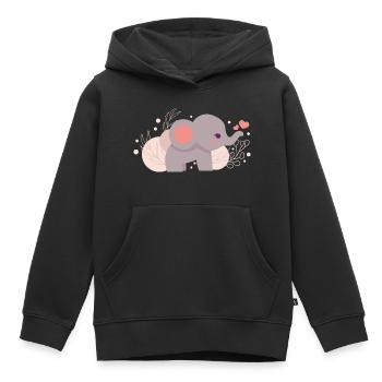 Éléphant - Sweat Premium à capuche enfant bio - noir - Devant - AI Model Kid Male (0cm)