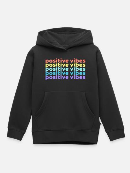 Positive Vibes (Regenbogen) - Kinder Premium Organic Hoodie - Schwarz