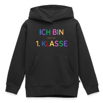 Ich bin 1.Klasse - Kinder Premium Organic Hoodie - Schwarz - Vorne - AI Model Kid Male (0cm)