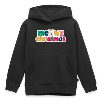 Noël chat - Noël miaulé - Sweat Premium à capuche enfant bio - noir - Devant - AI Model Kid Male (0cm)