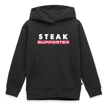 Steak Fan - Sweat Premium à capuche enfant bio - noir - Devant - AI Model Kid Male (0cm)