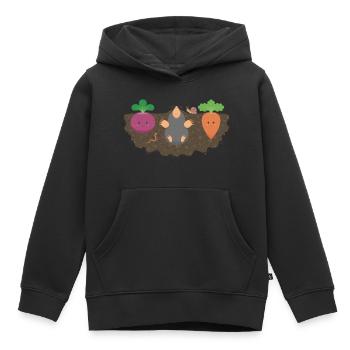 Légumes et taupes - Sweat Premium à capuche enfant bio - noir - Devant - AI Model Kid Male (0cm)