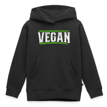 Vegan | Vegan | vegan - Kids Premium Organic Hoodie - black - Front - AI Model Kid Male (0cm)