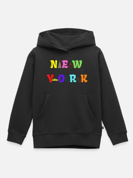 Chemise vintage NEW YORK - Sweat Premium à capuche enfant bio - noir