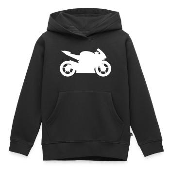 Schlanke Geschwindigkeit: Sportliches Motorrad - Kinder Premium Organic Hoodie - Schwarz - Vorne - AI Model Kid Male (0cm)