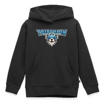 US highschool college Triathlon Maskottchen blau - Kinder Premium Organic Hoodie - Schwarz - Vorne - AI Model Kid Male (0cm)