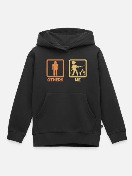 Feuerwehrmann Strichfiguren - Kinder Premium Organic Hoodie - Schwarz