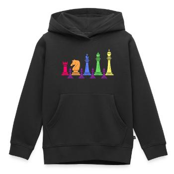 Échecs Échec et mat Joueur d’échecs Famille d’échecs - Sweat Premium à capuche enfant bio - noir - Devant - AI Model Kid Male (0cm)