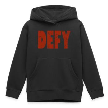 La résistance a du style – DEFY Urban Design - Sweat Premium à capuche enfant bio - noir - Devant - AI Model Kid Male (0cm)