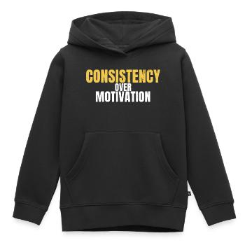 Constance plutôt que motivation Salle de motivation - Sweat Premium à capuche enfant bio - noir - Devant - AI Model Kid Male (0cm)