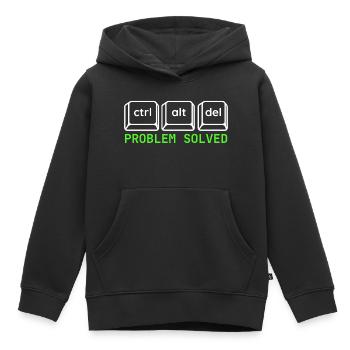 Ctrl Alt Del – Conception IT Problem Solved - Sweat Premium à capuche enfant bio - noir - Devant - AI Model Kid Male (0cm)