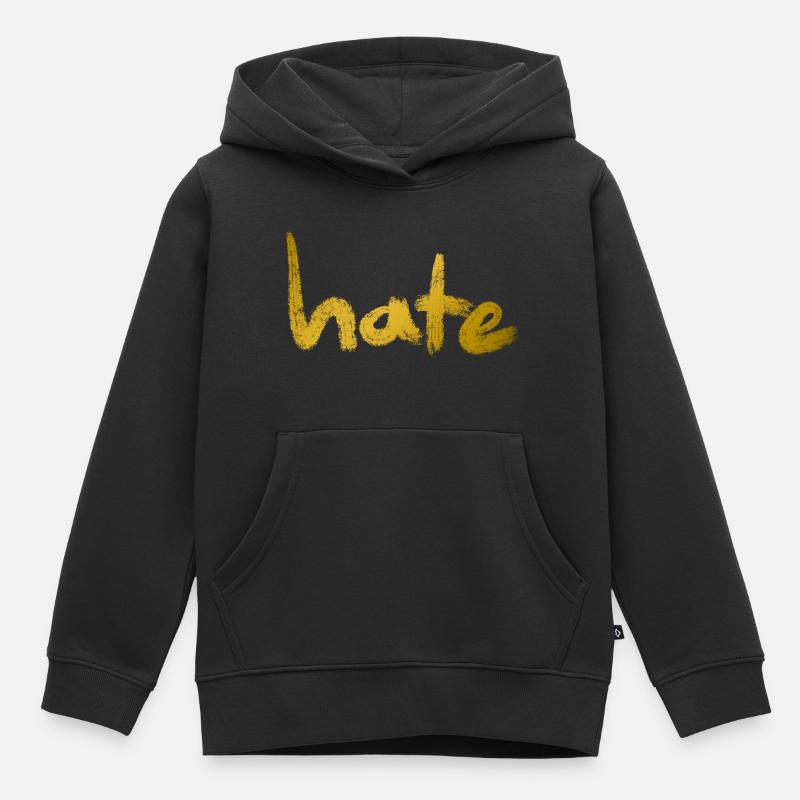 Texte de haine Or - Sweat Premium à capuche enfant bio - noir