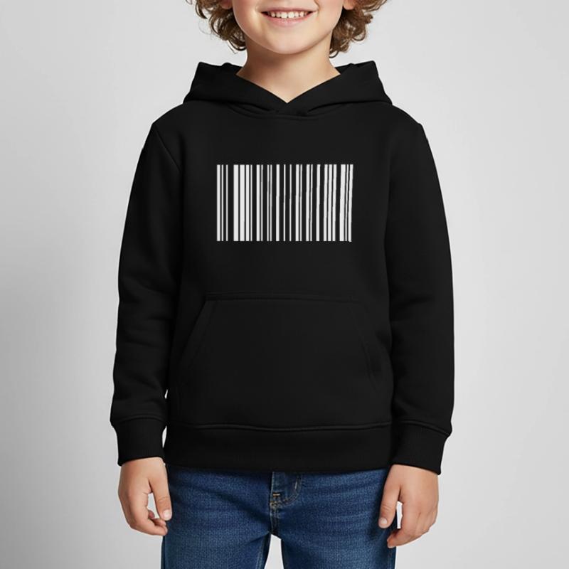 Code-barres de la paix Friedenszeichen Strichcode Symbole Sweat Premium à capuche enfant bio