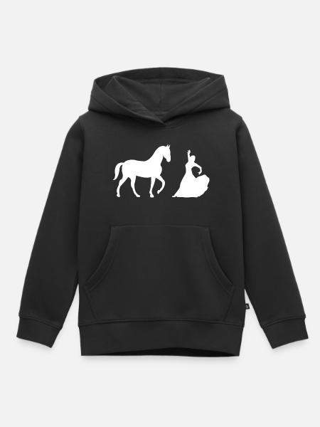 Pferd - Kinder Premium Organic Hoodie - Schwarz