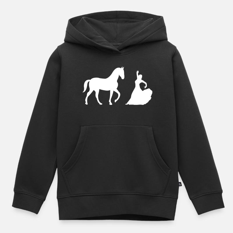 Pferd - Kinder Premium Organic Hoodie - Schwarz