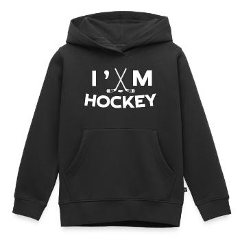 Ich bin Hockey T-Shirt Geschenk - Kinder Premium Organic Hoodie - Schwarz - Vorne - AI Model Kid Male (0cm)