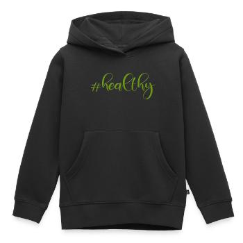 #healthy - Kids Premium Organic Hoodie - black - Front - AI Model Kid Male (0cm)