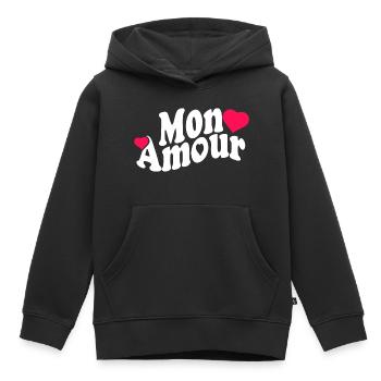 Mon amour, saint valentin, - Sweat Premium à capuche enfant bio - noir - Devant - AI Model Kid Male (0cm)