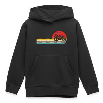 Tracteur t-shirt rétro pour tracteur fermier - Sweat Premium à capuche enfant bio - noir - Devant - AI Model Kid Male (0cm)