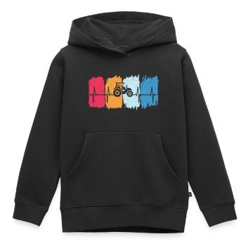 Tracteur rétro rythme de cœur tracteur tracteur t-shirt agriculteur - Sweat Premium à capuche enfant bio - noir - Devant - AI Model Kid Male (0cm)