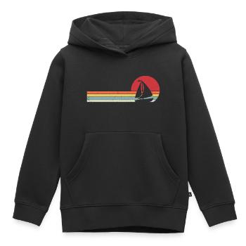 bateau à voile retro t-shirt voilier bateau - Sweat Premium à capuche enfant bio - noir - Devant - AI Model Kid Male (0cm)