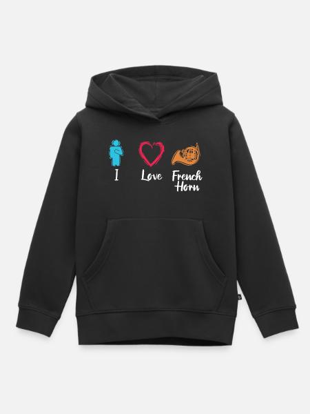 Ich liebe Waldhorn - Kinder Premium Organic Hoodie - Schwarz