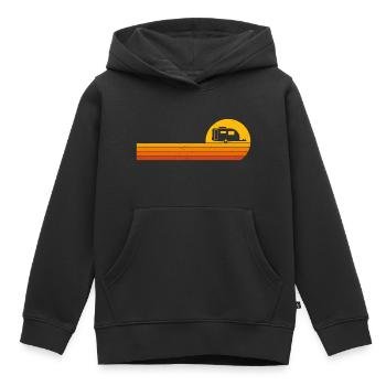 Caravane Sunrise Camping Caravane - Sweat Premium à capuche enfant bio - noir - Devant - AI Model Kid Male (0cm)
