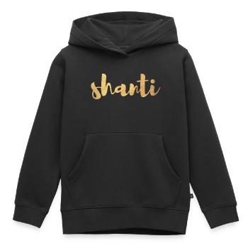 Shanti Gold Tranquillité Yoga Paix om Namaste Bouddhisme - Sweat Premium à capuche enfant bio - noir - Devant - AI Model Kid Male (0cm)