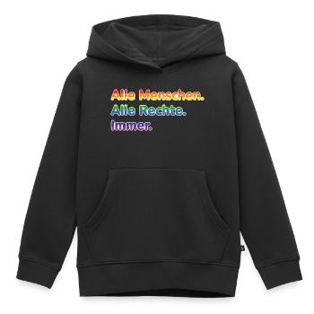 All people. All rights reserved. Always. – Pride Stateme - Kids Premium Organic Hoodie - black - Front - AI Model Kid Male (0cm)