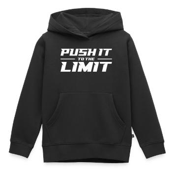 Push It To The Limit - Kinder Premium Organic Hoodie - Schwarz - Vorne - AI Model Kid Male (0cm)