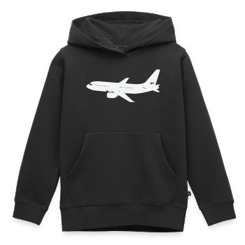 Silhouette d’avion sur fond blanc - Sweat Premium à capuche enfant bio - noir - Devant - AI Model Kid Male (0cm)