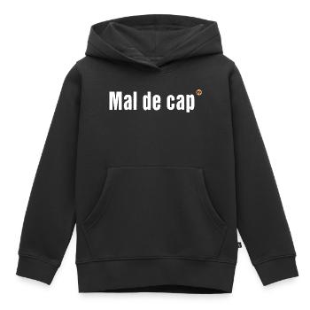 OBV – Mal de cap - Sweat Premium à capuche enfant bio - noir - Devant - AI Model Kid Male (0cm)