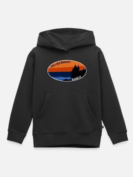 Côte des Basques Biarritz - Sweat Premium à capuche enfant bio - noir