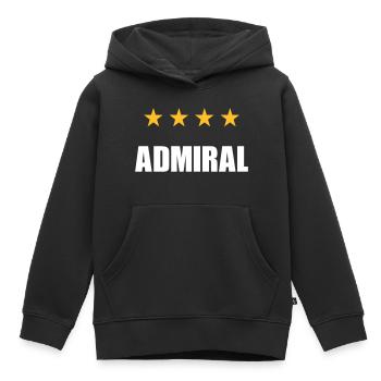 ★ Les couleurs de conception peuvent être modifiées ★ Amiral (quatre étoiles) - Sweat Premium à capuche enfant bio - noir - Devant - AI Model Kid Male (0cm)