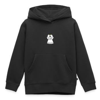 ange - Sweat Premium à capuche enfant bio - noir - Devant - AI Model Kid Male (0cm)