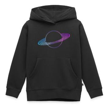 Anneaux de Saturne - Sweat Premium à capuche enfant bio - noir - Devant - AI Model Kid Male (0cm)