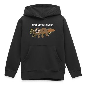 Paresseux Not My Business Paresseux Paresseux - Sweat Premium à capuche enfant bio - noir - Devant - AI Model Kid Male (0cm)
