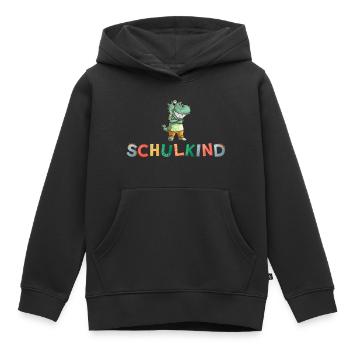 Dino Schulkind bunte Buchstaben Dinosaurier - Kinder Premium Organic Hoodie - Schwarz - Vorne - AI Model Kid Male (0cm)