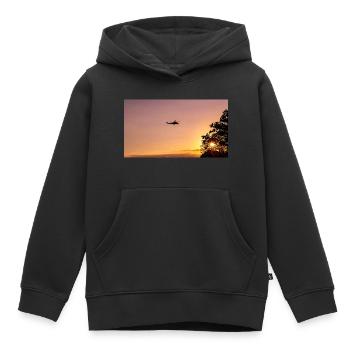 hélicoptère militaire dans le ciel - Sweat Premium à capuche enfant bio - noir - Devant - AI Model Kid Male (0cm)