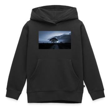 blauer Sonnenuntergang - Kinder Premium Organic Hoodie - Schwarz - Vorne - AI Model Kid Male (0cm)