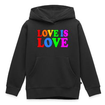 Love is love - Sweat Premium à capuche enfant bio - noir - Devant - AI Model Kid Male (0cm)