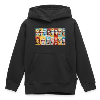 70er classic Women - Kinder Premium Organic Hoodie - Schwarz - Vorne - AI Model Kid Male (0cm)