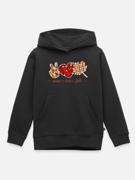 FRIEDEN, LIEBE, HERBST, THANKSGIVING - Kinder Premium Organic Hoodie - Schwarz