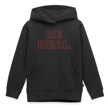 Soyez réel - Sweat Premium à capuche enfant bio - noir - Devant - AI Model Kid Male (0cm)