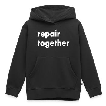 repair together - Kids Premium Organic Hoodie - black - Front - AI Model Kid Male (0cm)