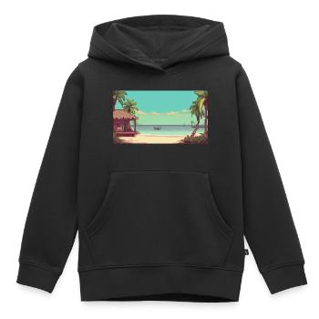 Isla Holbox, Mexico - Pixel Art - Kids Premium Organic Hoodie - black - Front - AI Model Kid Male (0cm)