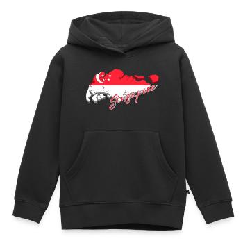 Carte de Singapour, drapeau de Singapour - Sweat Premium à capuche enfant bio - noir - Devant - AI Model Kid Male (0cm)
