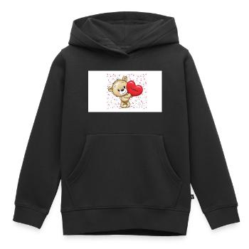 Ours en peluche avec le cœur - Sweat Premium à capuche enfant bio - noir - Devant - AI Model Kid Male (0cm)