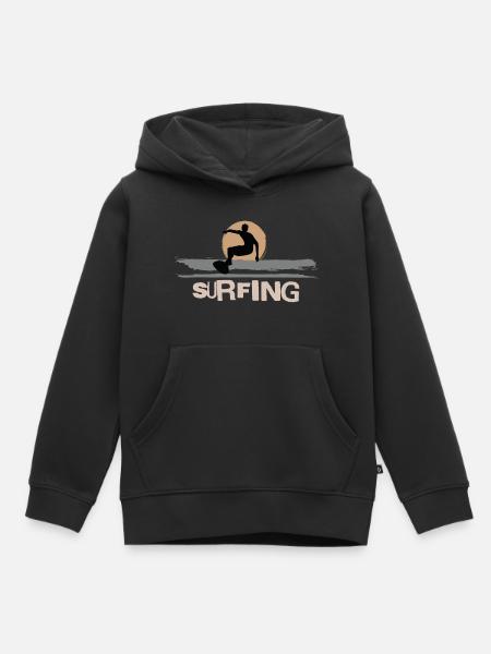 Surf Surfen Surfer - Kinder Premium Organic Hoodie - Schwarz