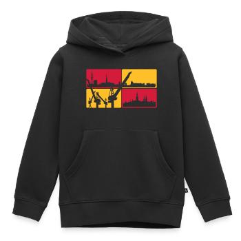 Hambourg horizon - Sweat Premium à capuche enfant bio - noir - Devant - AI Model Kid Male (0cm)